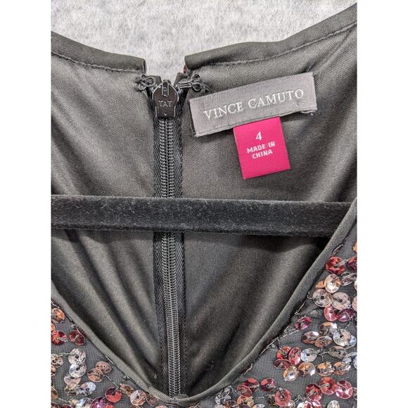 VINCE CAMUTO Womens Sz 4 Pink & Silver Sequin Dress Black Cocktail NWOT - Picture 3 of 15